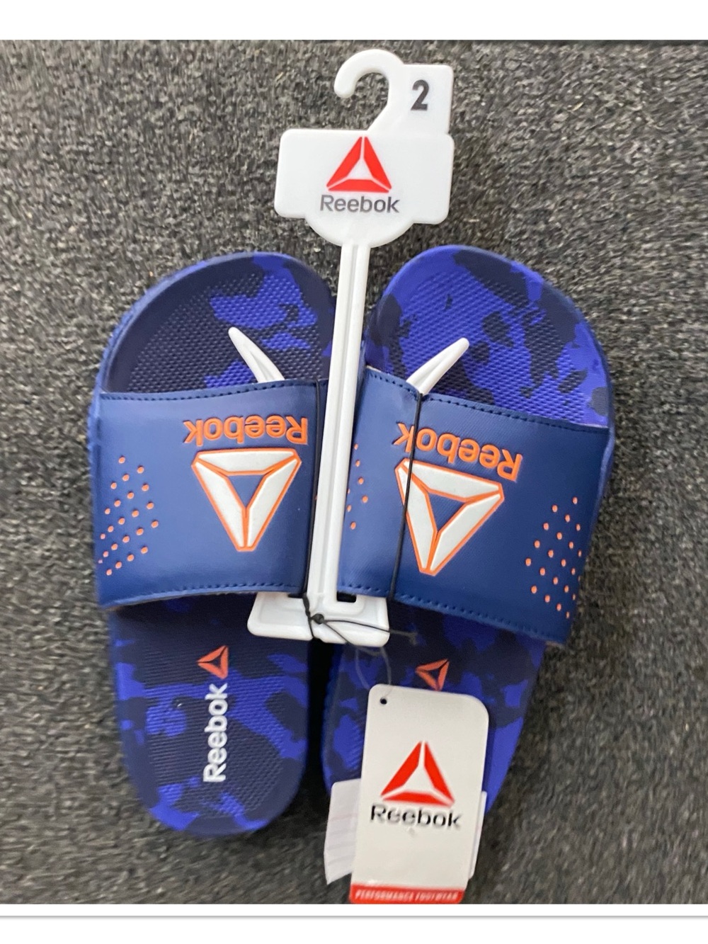 Reebok Blue & Orange Camo Slide Sandals
